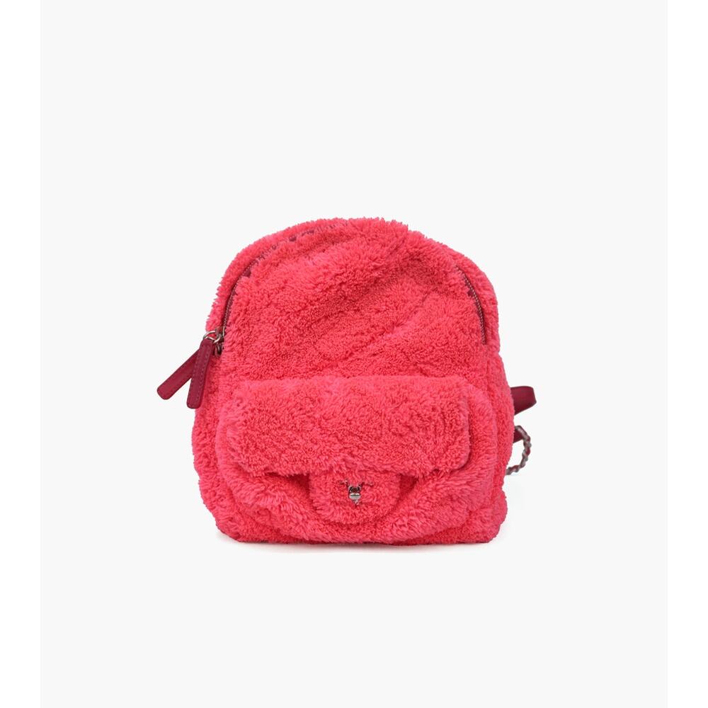 CHANEL Pink Fur Backpack A-A12622